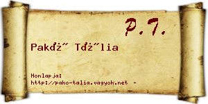 Pakó Tália névjegykártya